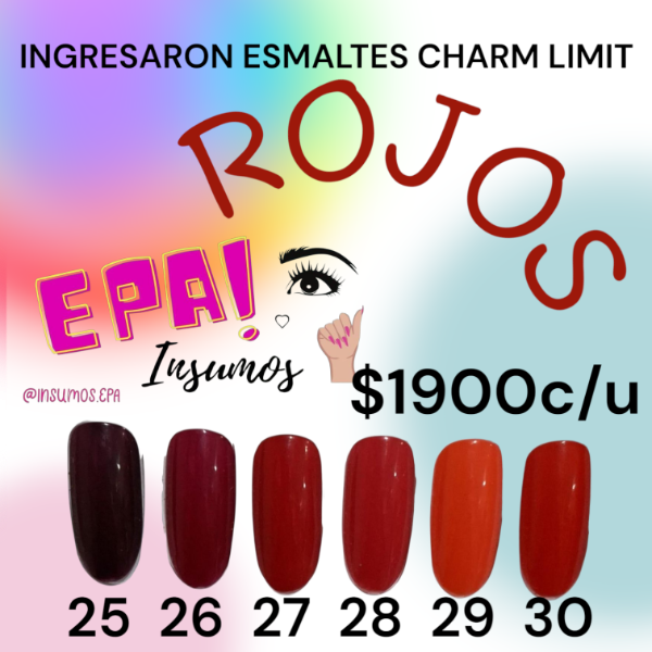 Esmaltes CHARM LIMIT tonos ROJOS