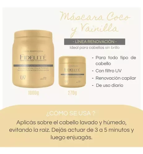 Máscara capilar Fidelité coco y vainilla 270grs