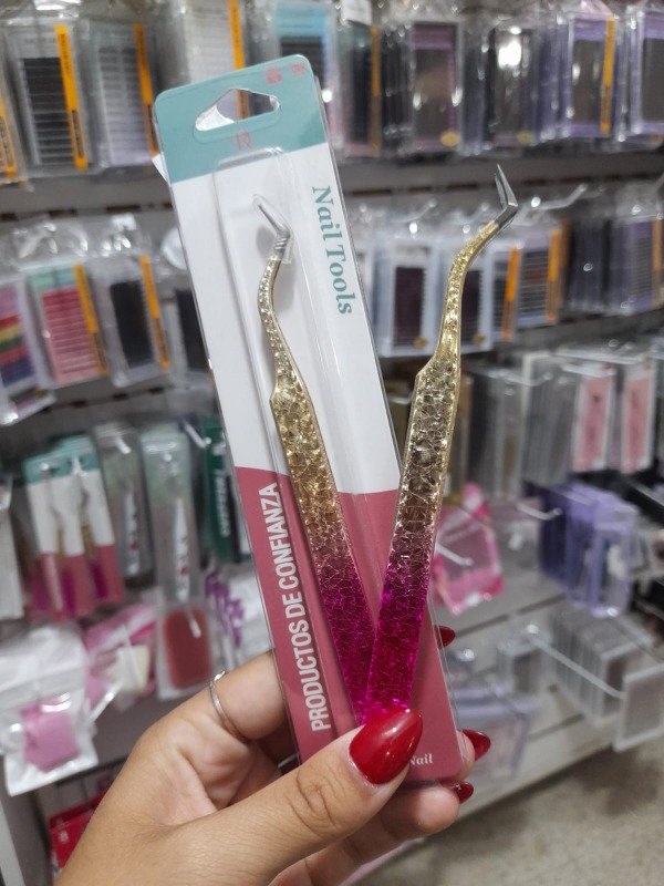 Pinza tipo de volumen lagrimal rosa y dorada DEBBY ROSE